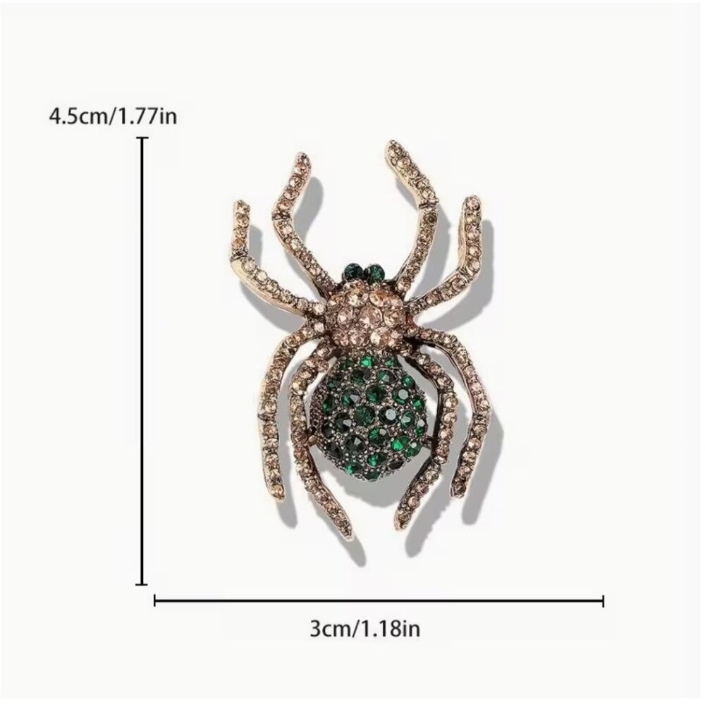 Blue & Green Crystal Spider Brooch Gold Tone - Picture 2 of 2